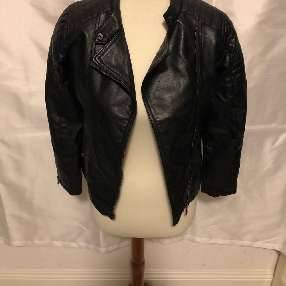 Black Faux Leather LJYH kids Jacket super cute.